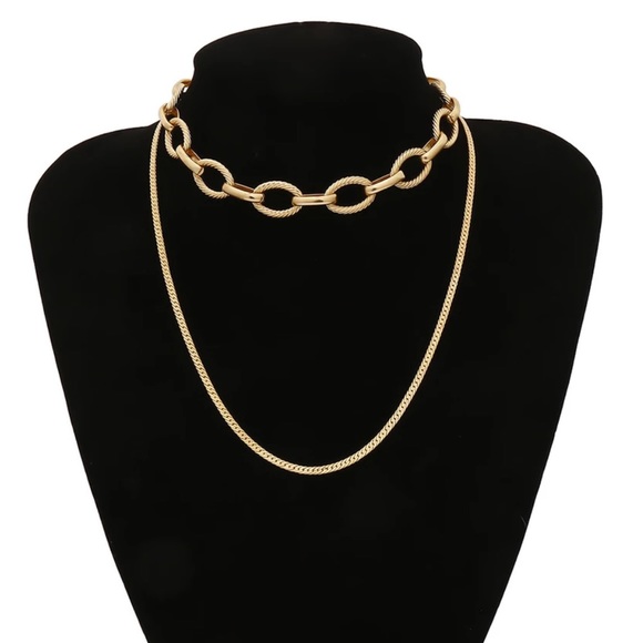 Gold plated 2 pcs snake chain necklace - Picture 2 of 5